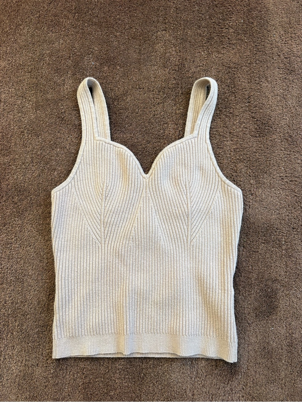 Abercrombie Tan Ribbed Knit Tank Top with Sculpted Bust